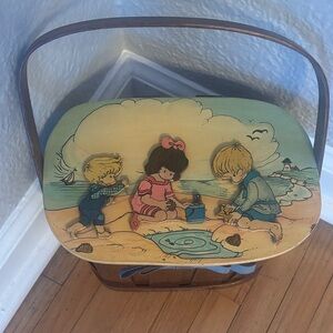 Vintage Wooden purse with Beach Scene